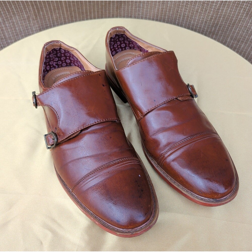 Bonafini Collection Men's Slip-On Dress Shoes, Brown Leather, Size 10.5